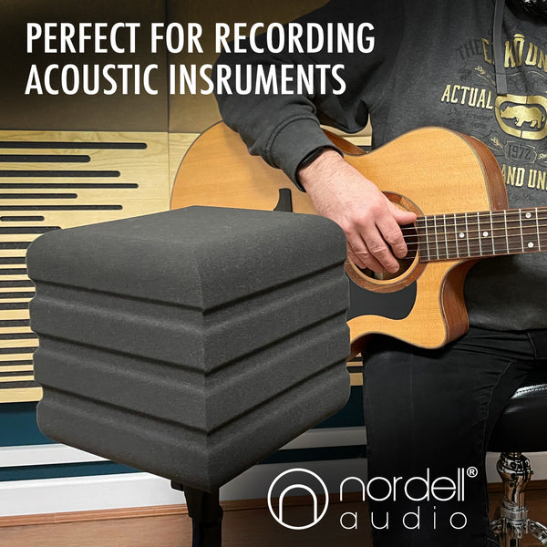 Nordell vocal microphone isolation booth with built in double wall pop shield filter - portable microphone vocal booth for home & studio recording