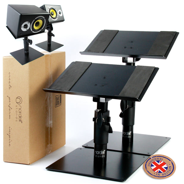 Pair of Nordell Adjustable Desktop Speaker Stands for Studio monitors, bookshelf, cinema