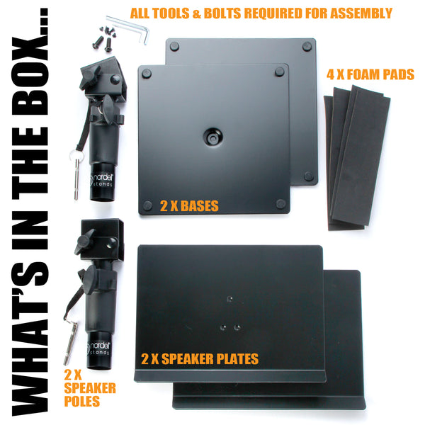 Pair of Nordell Adjustable Desktop Speaker Stands for Studio monitors, bookshelf, cinema